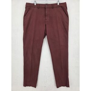 Hudson Mens Chino Russet Pants Burgundy Straight Leg Size 38 Preppy Smart Casual